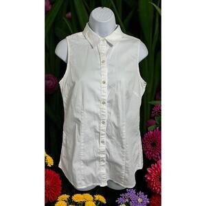 The Limited White Sleeveless Button Front Shirt Sz M Cotton Blend Casual Top